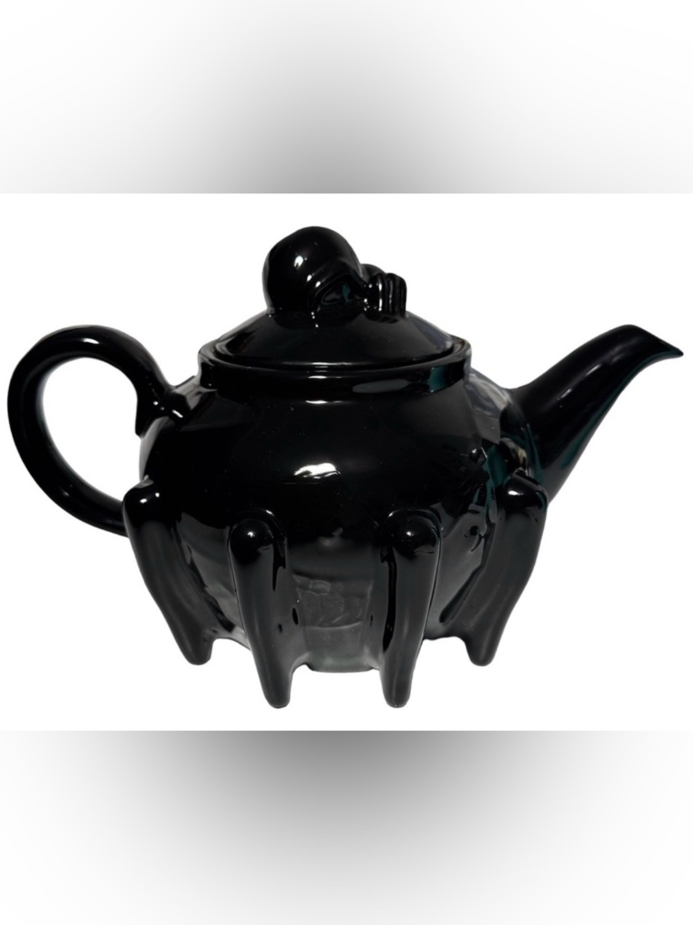Killstar Teapot 28 oz Arachnid Ceramic Black Spider Web